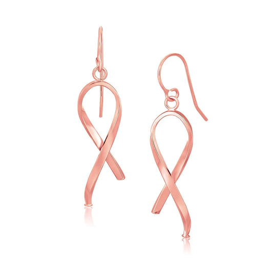 14k Rose Gold Polished Ribbon Style Drop EarringsMonde Trend