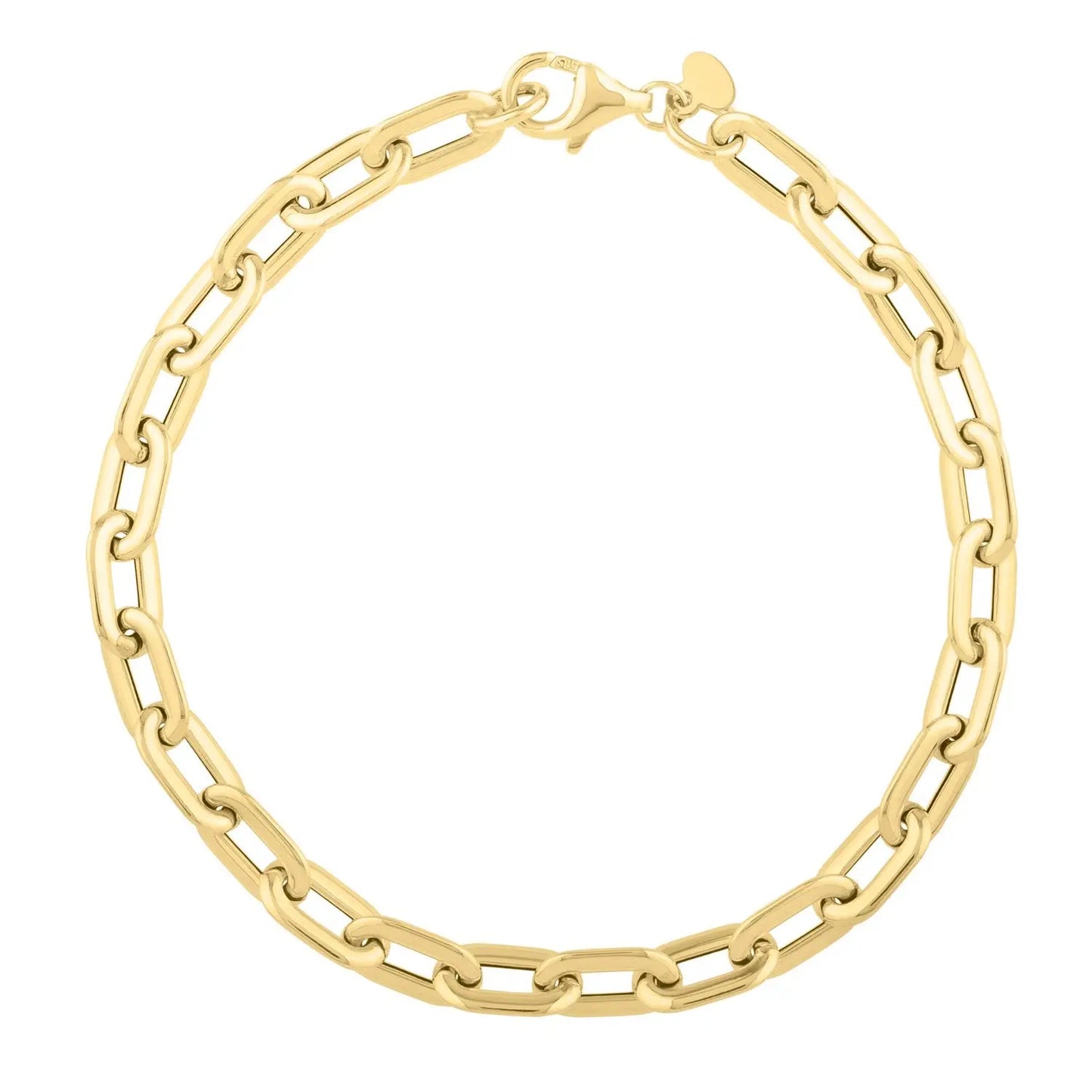 14k Yellow Gold Oval Domed Paperclip Chain Bracelet (5.30 mm) RCJ