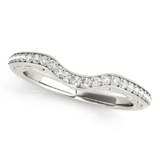 14k White Gold Prong Set Curved Diamond Wedding Ring (1/6 cttw) RCJ