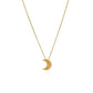 14k Yellow Gold Polished Moon Necklace with Diamond RCJ