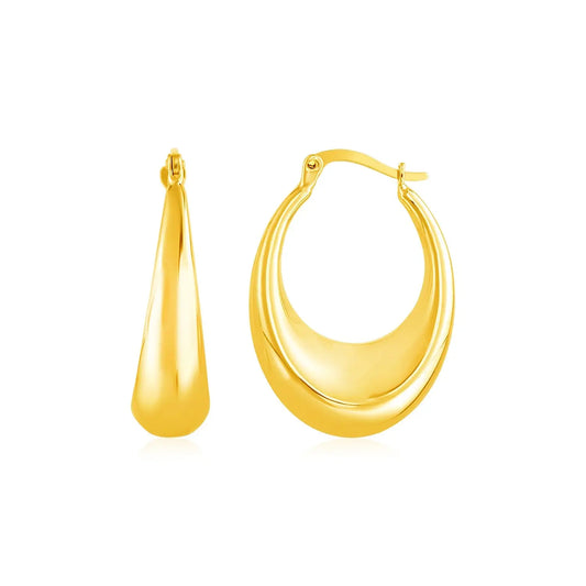 14k Yellow Gold Polished Puffed Hoop Earrings RCJ