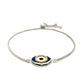 Sterling Silver Adjustable Two Toned Enameled Evil Eye Friendship Bracelet (1.00 mm) RCJ