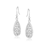 Sterling Silver Teardrop Filigree Style Drop Earrings RCJ