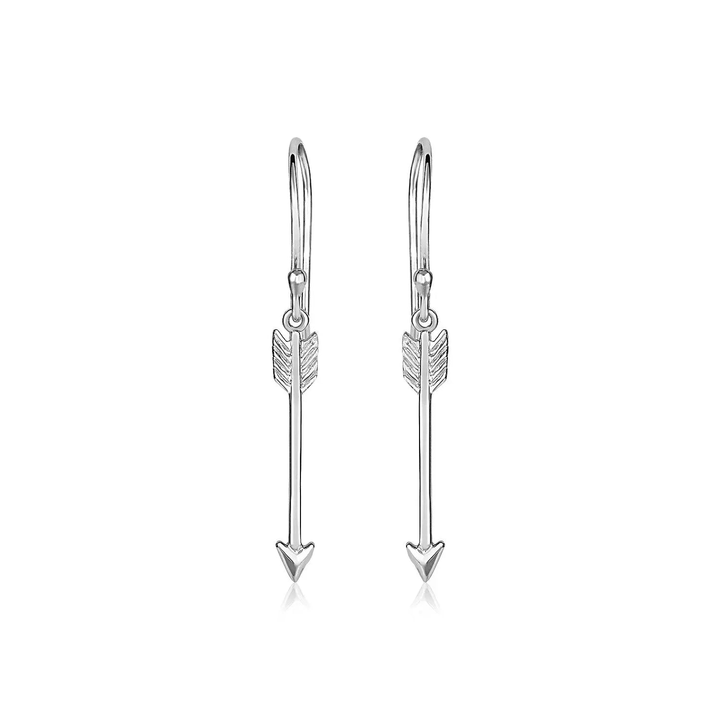 Sterling Silver Polished and Textured Arrow Earrings RCJ