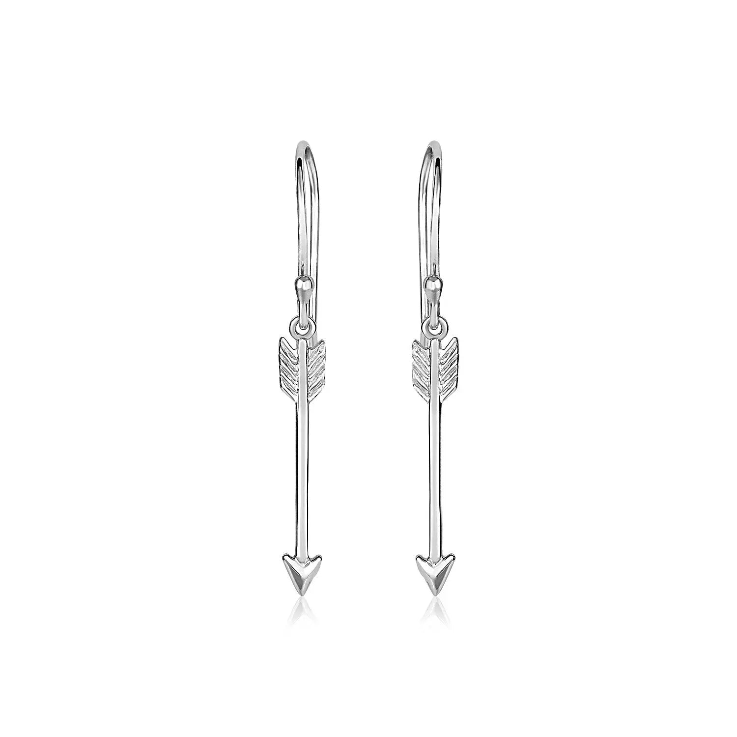 Sterling Silver Polished and Textured Arrow Earrings RCJ