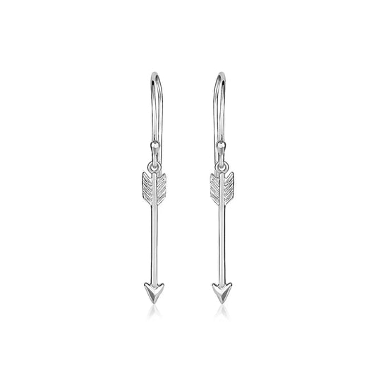 Sterling Silver Polished and Textured Arrow Earrings RCJ