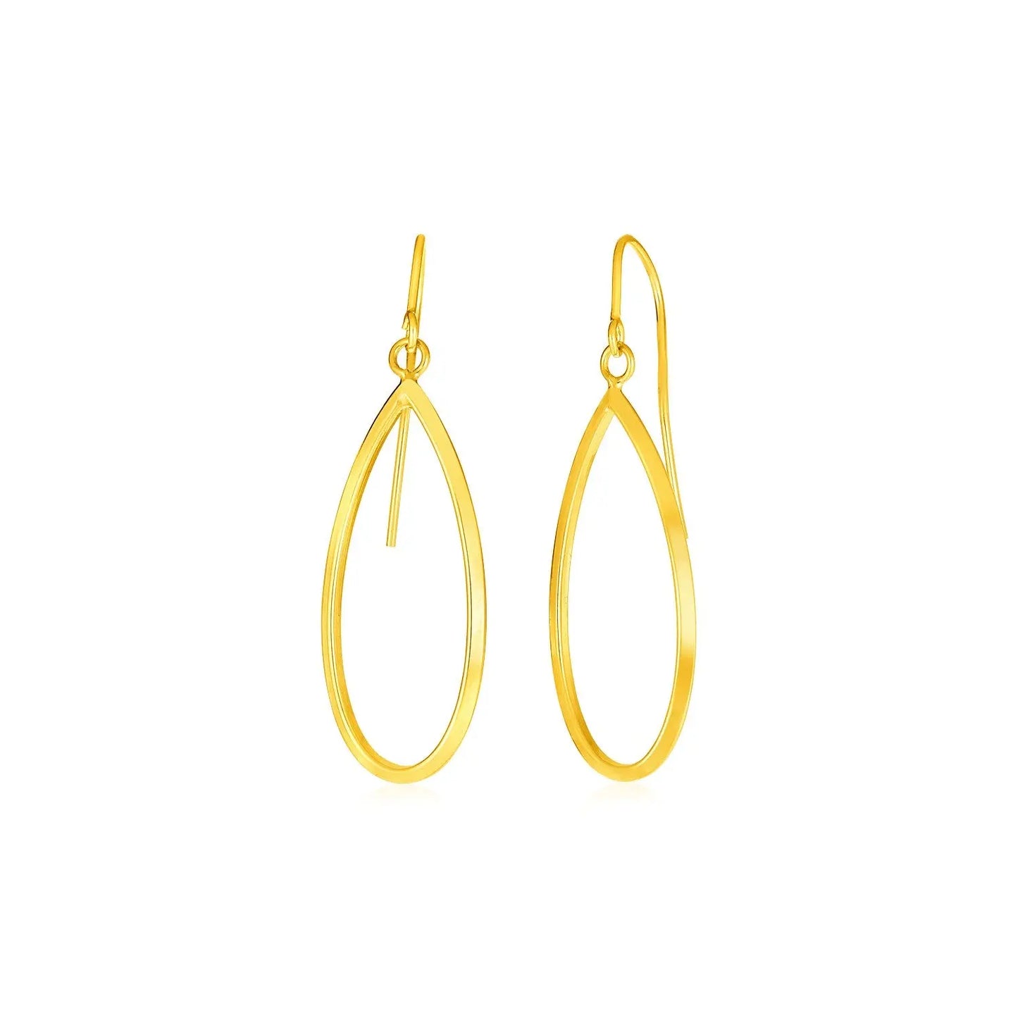 14k Yellow Gold Earrings with Polished Open Teardrop Dangles RCJ