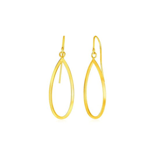 14k Yellow Gold Earrings with Polished Open Teardrop Dangles RCJ