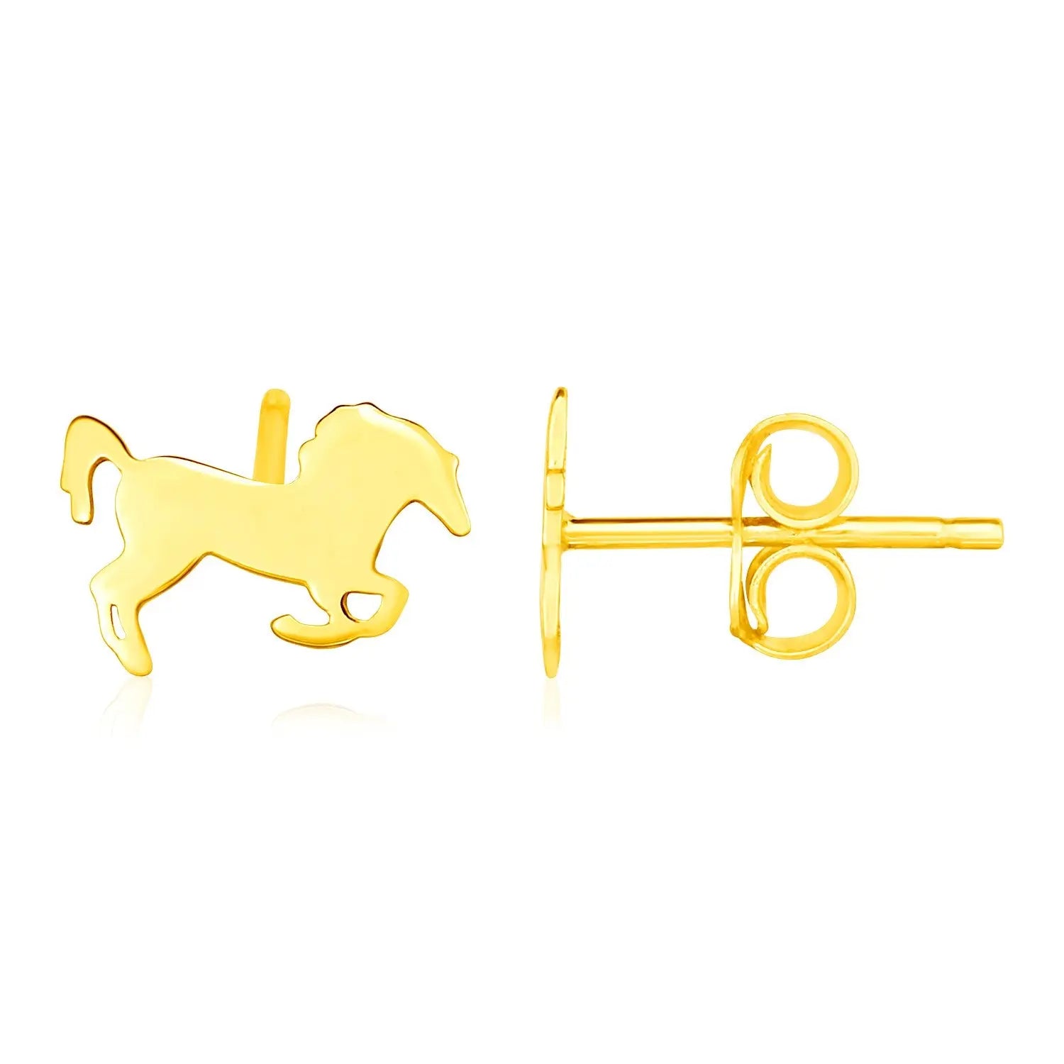 14K Yellow Gold Horse Earrings RCJ