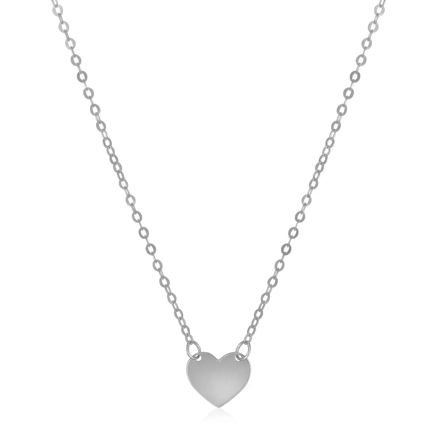 14k White Gold Polished Mini Heart Necklace RCJ