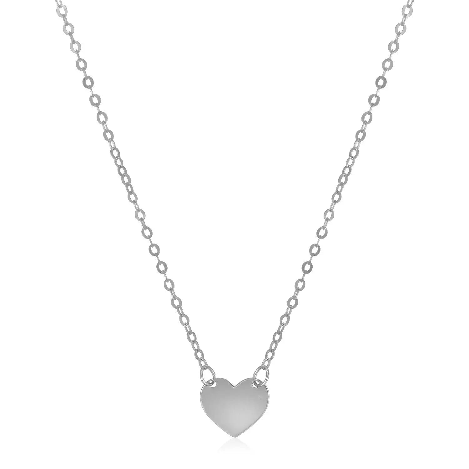 14k White Gold Polished Mini Heart Necklace RCJ