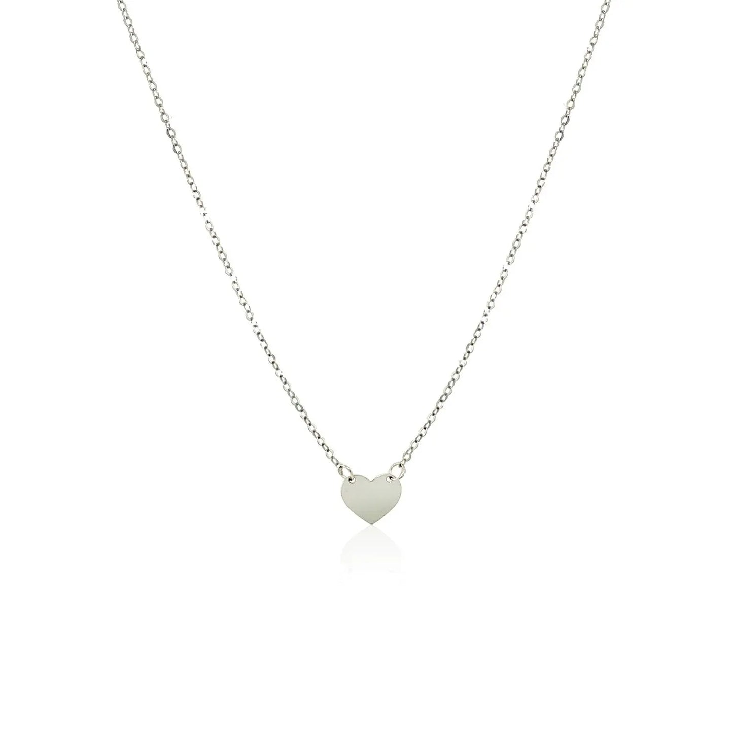 14k White Gold Polished Mini Heart Necklace RCJ