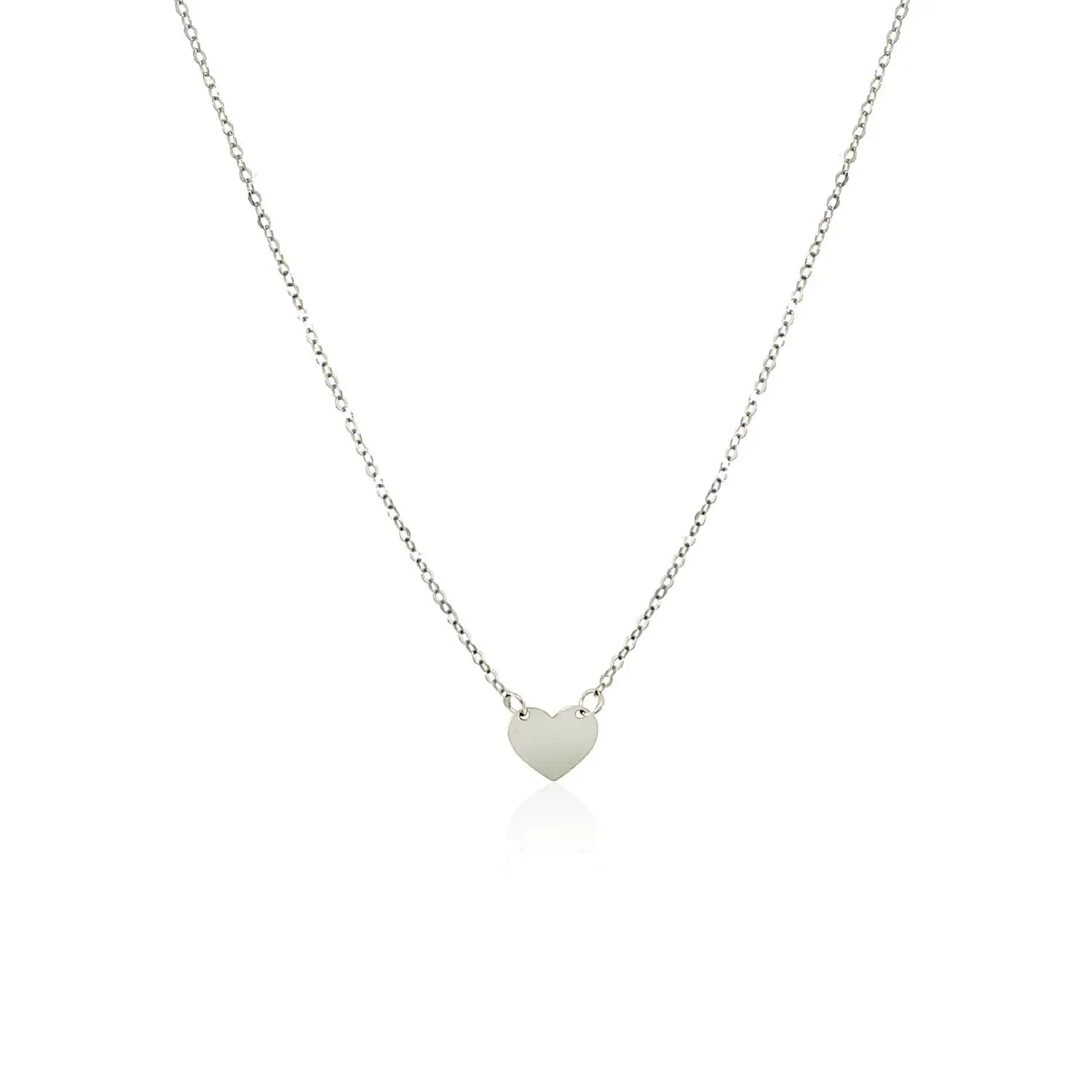 14k White Gold Polished Mini Heart Necklace RCJ