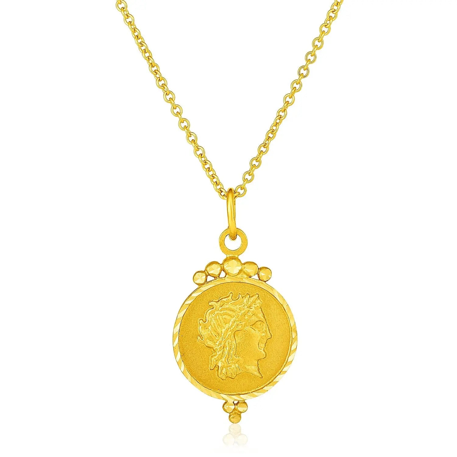 14k Yellow Gold with Round Roman Coin Pendant RCJ