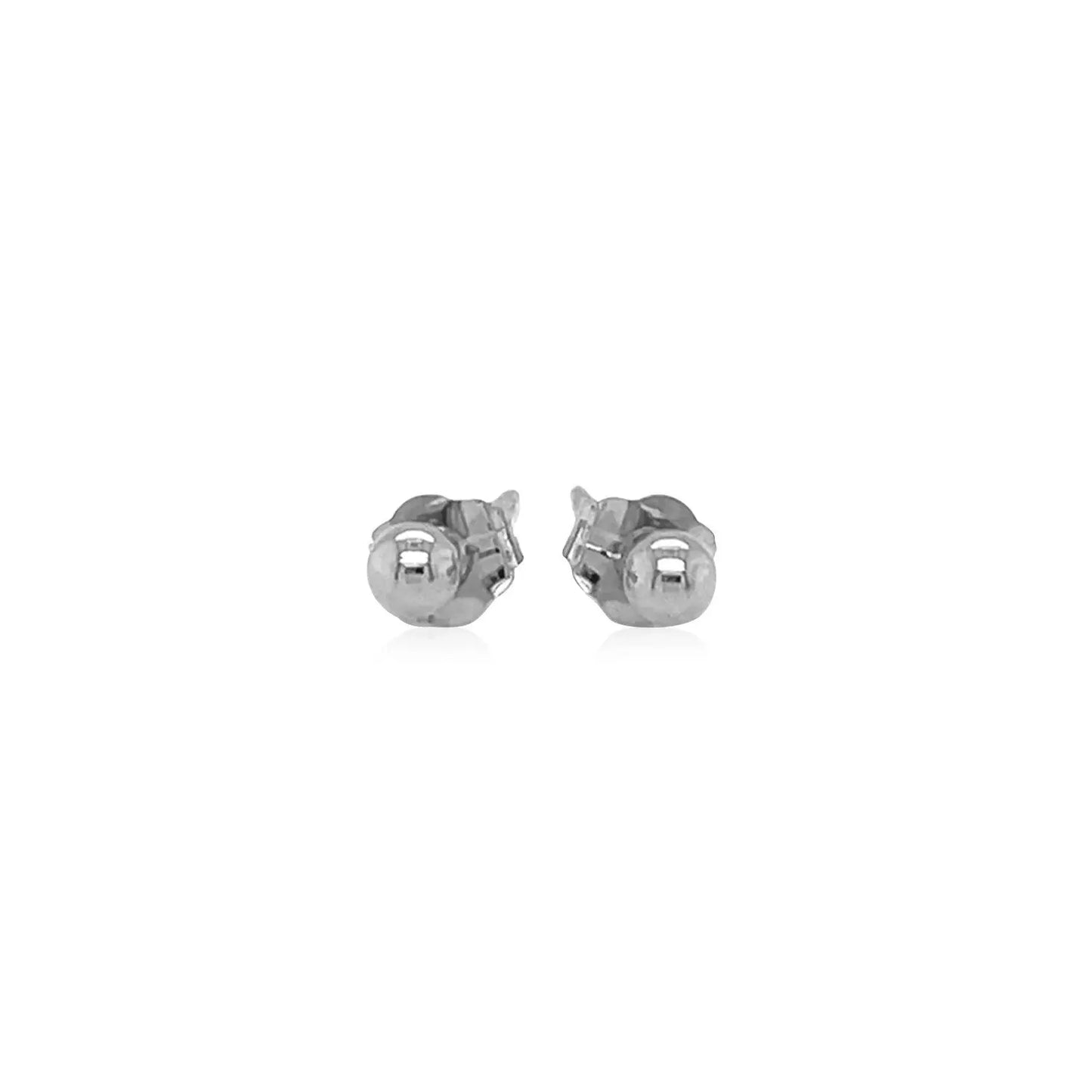 14k White Gold Spherical Stud Earrings (3mm) RCJ