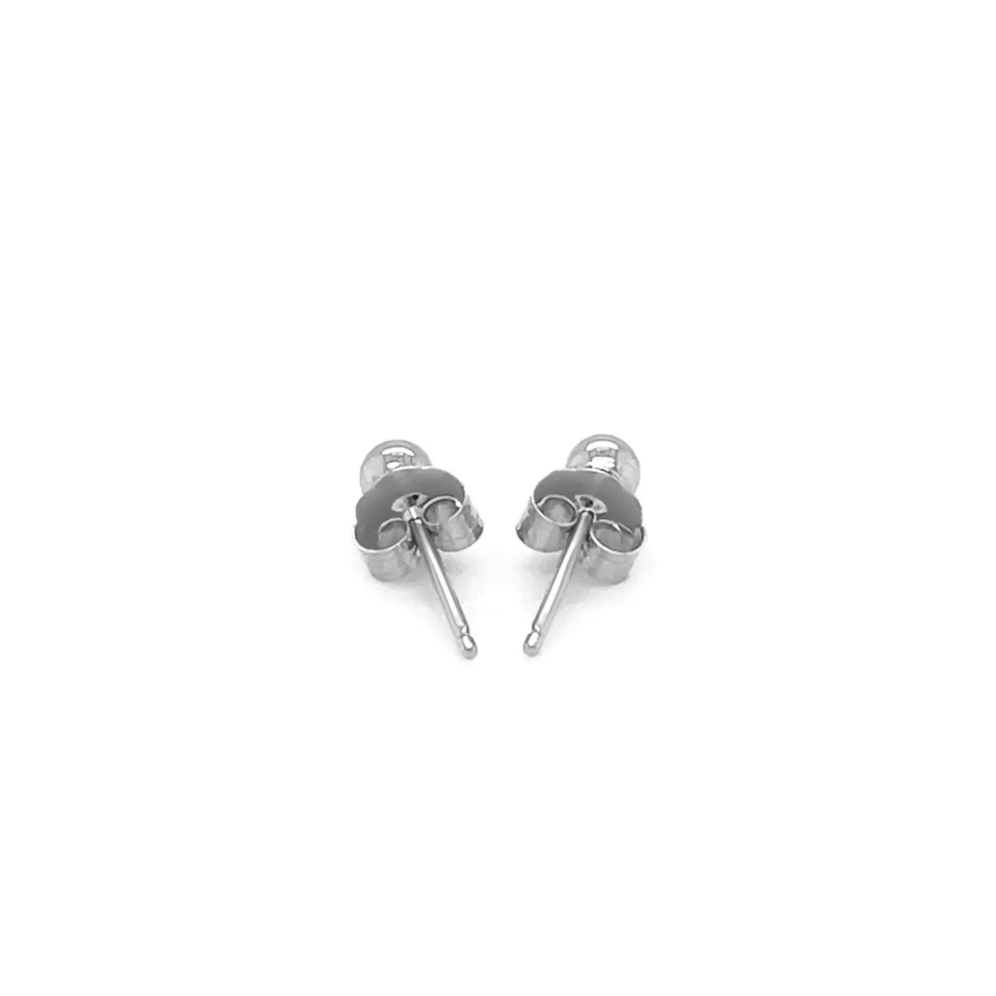 14k White Gold Spherical Stud Earrings (3mm) RCJ