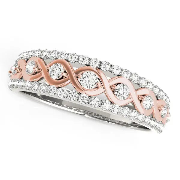 14k White And Rose Gold Infinity Diamond Band (3/8 cttw)Monde Trend