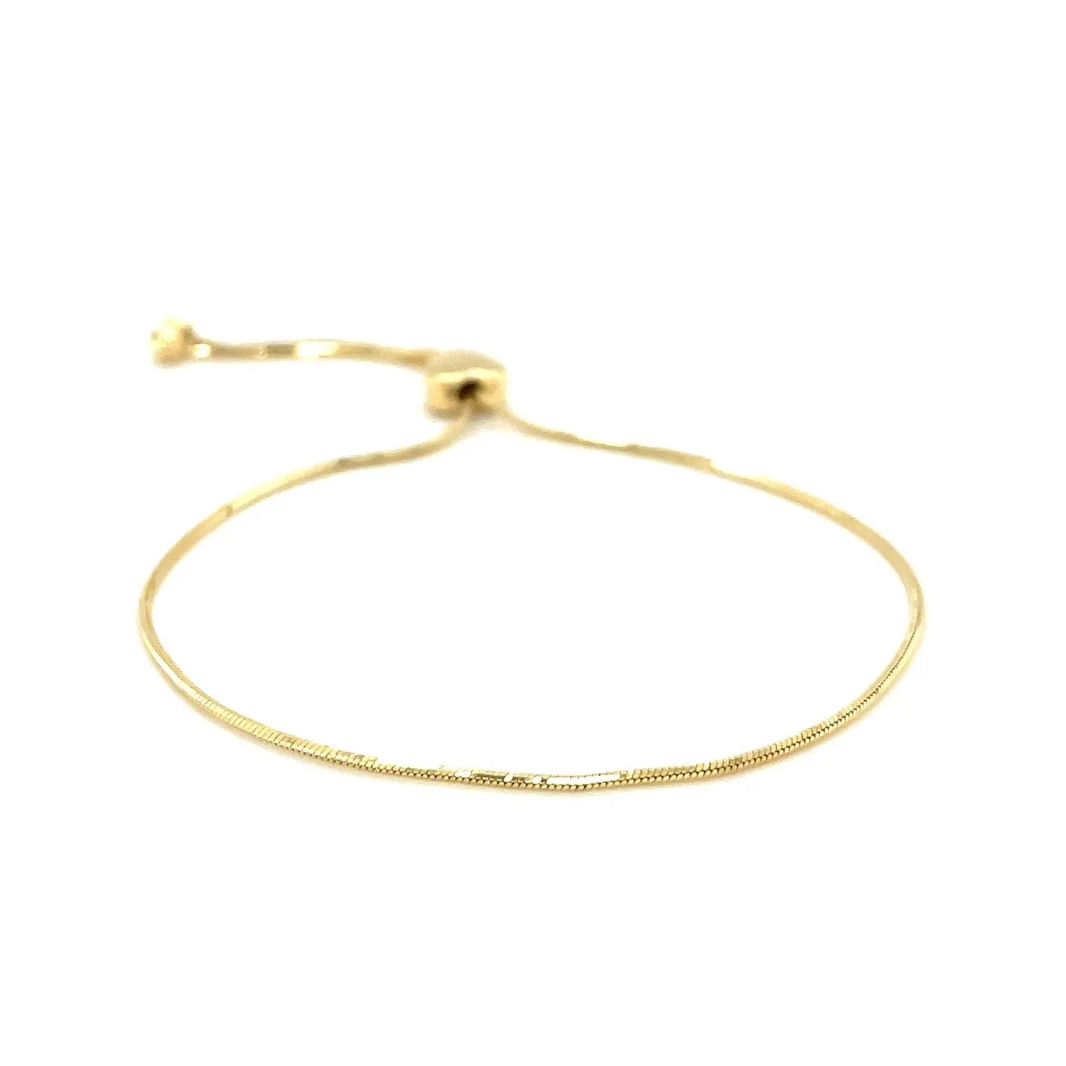 14k Yellow Gold Adjustable Lariat Style Heart Motif Bracelet (1.00 mm) RCJ