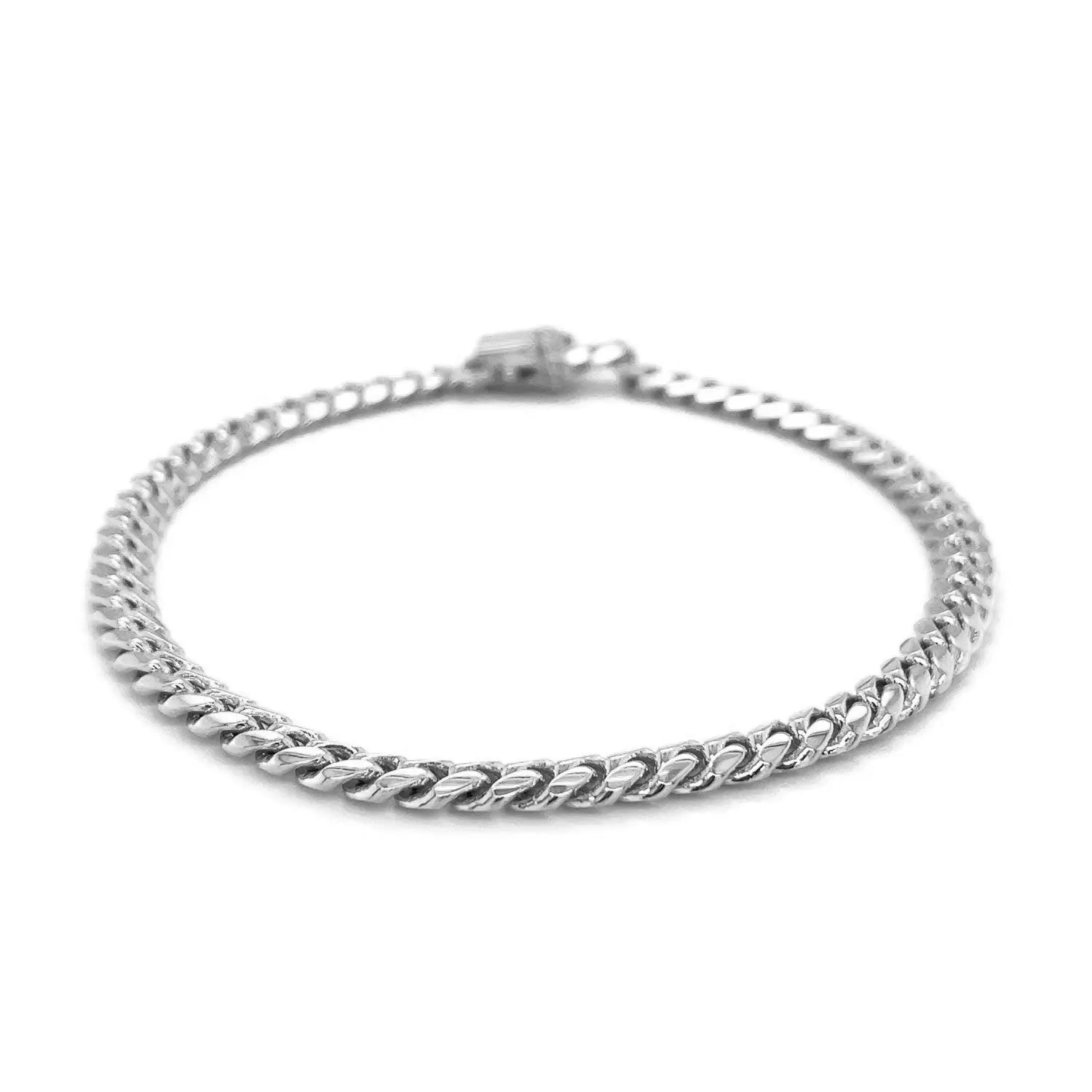 14k White Gold Classic Miami Cuban Solid Bracelet (5.00 mm)Monde Trend