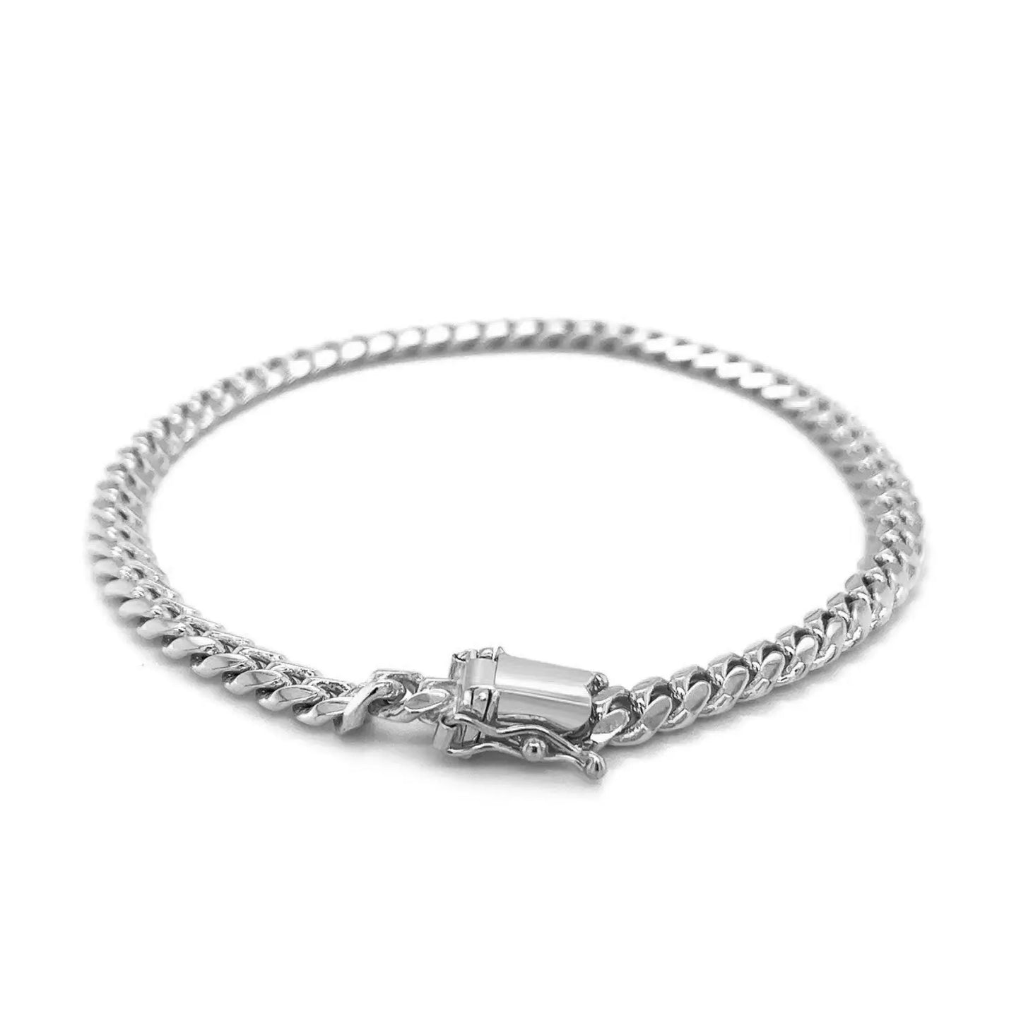 14k White Gold Classic Miami Cuban Solid Bracelet (5.00 mm)Monde Trend