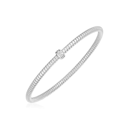 14k White Gold Stretch Bangle with Diamonds (3.00 mm) RCJ