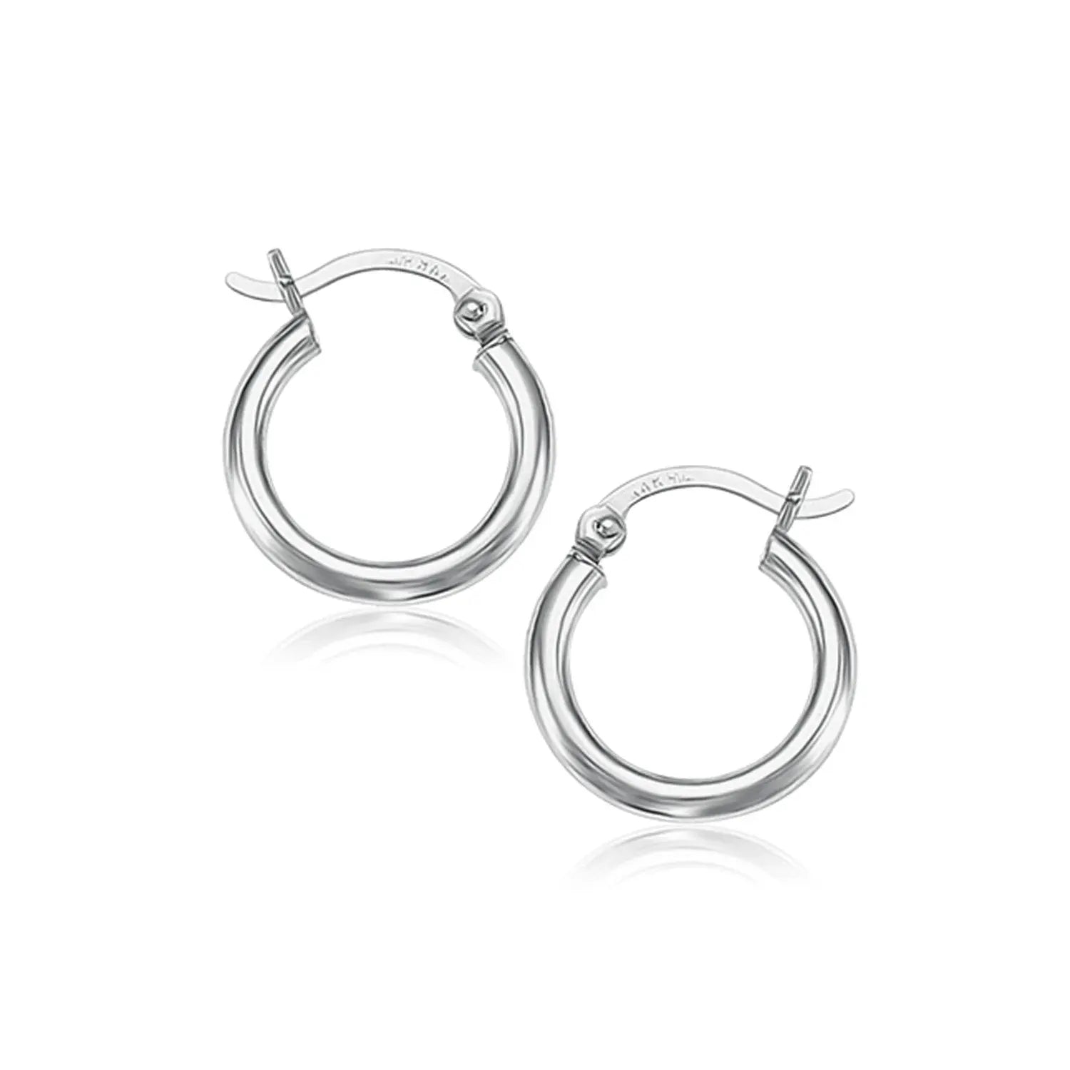 10k White Gold Polished Hoop Earrings (2x15 mm)Monde Trend