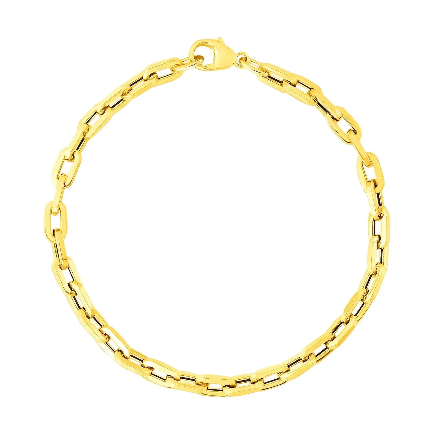 14k Yellow Gold 7 1/2 inch Paperclip Chain Bracelet with Three Diamond Links (4.20 mm) RCJ