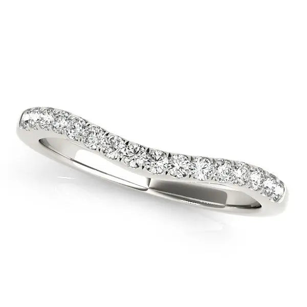 14k White Gold Curvy Style Pave Set Diamond Wedding Band (1/5 cttw)Monde Trend