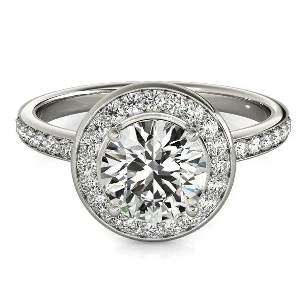 14k White Gold Round Halo Diamond Engagement Ring (1 1/2 cttw) RCJ