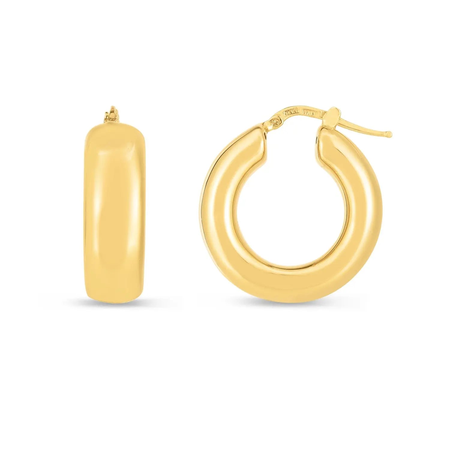 14k Yellow Gold Medium Puffy Hoops RCJ