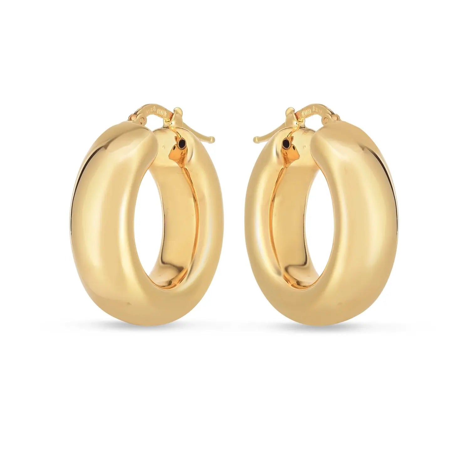 14k Yellow Gold Medium Puffy Hoops RCJ