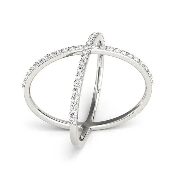 14k White Gold X Style Thin Ring with Diamonds (1/2 cttw) RCJ