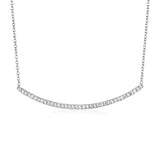 Sterling Silver Curved Bar Necklace with Cubic Zirconias RCJ