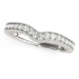 14k White Gold Bead Border Curved Diamond Wedding Band (1/4 cttw)Monde Trend