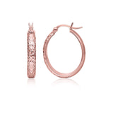 14k Rose Gold Hammered Oval Hoop EarringsMonde Trend