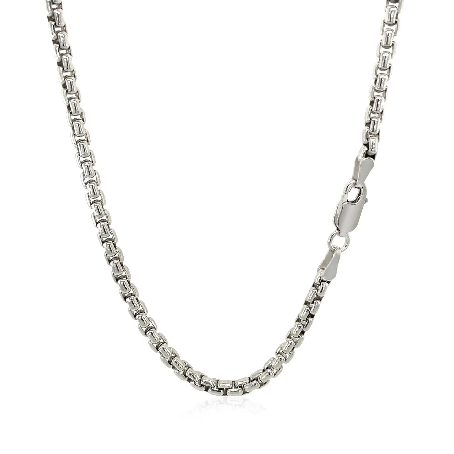 Sterling Silver Rhodium Plated Round Box Chain (3.00 mm) RCJ