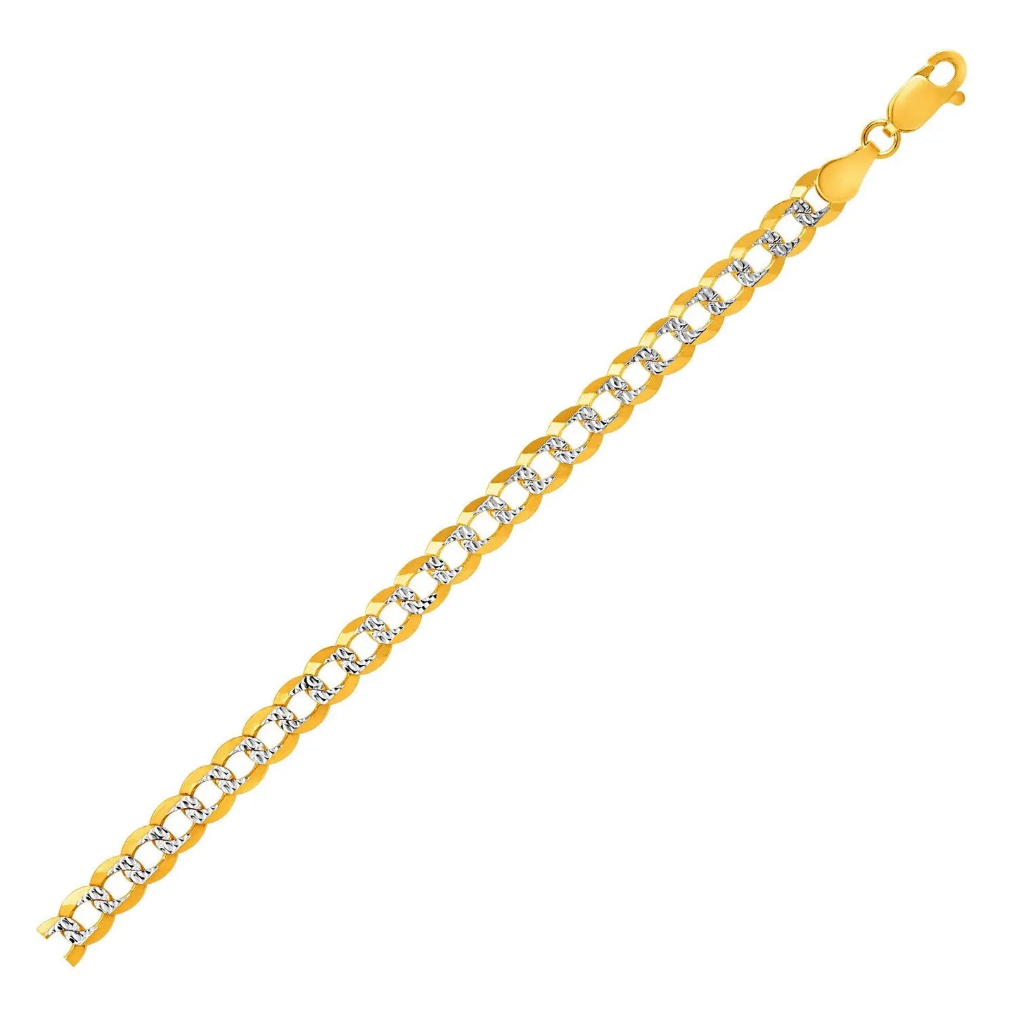 14k Two Tone Gold Pave Curb Bracelet (5.70 mm)Monde Trend