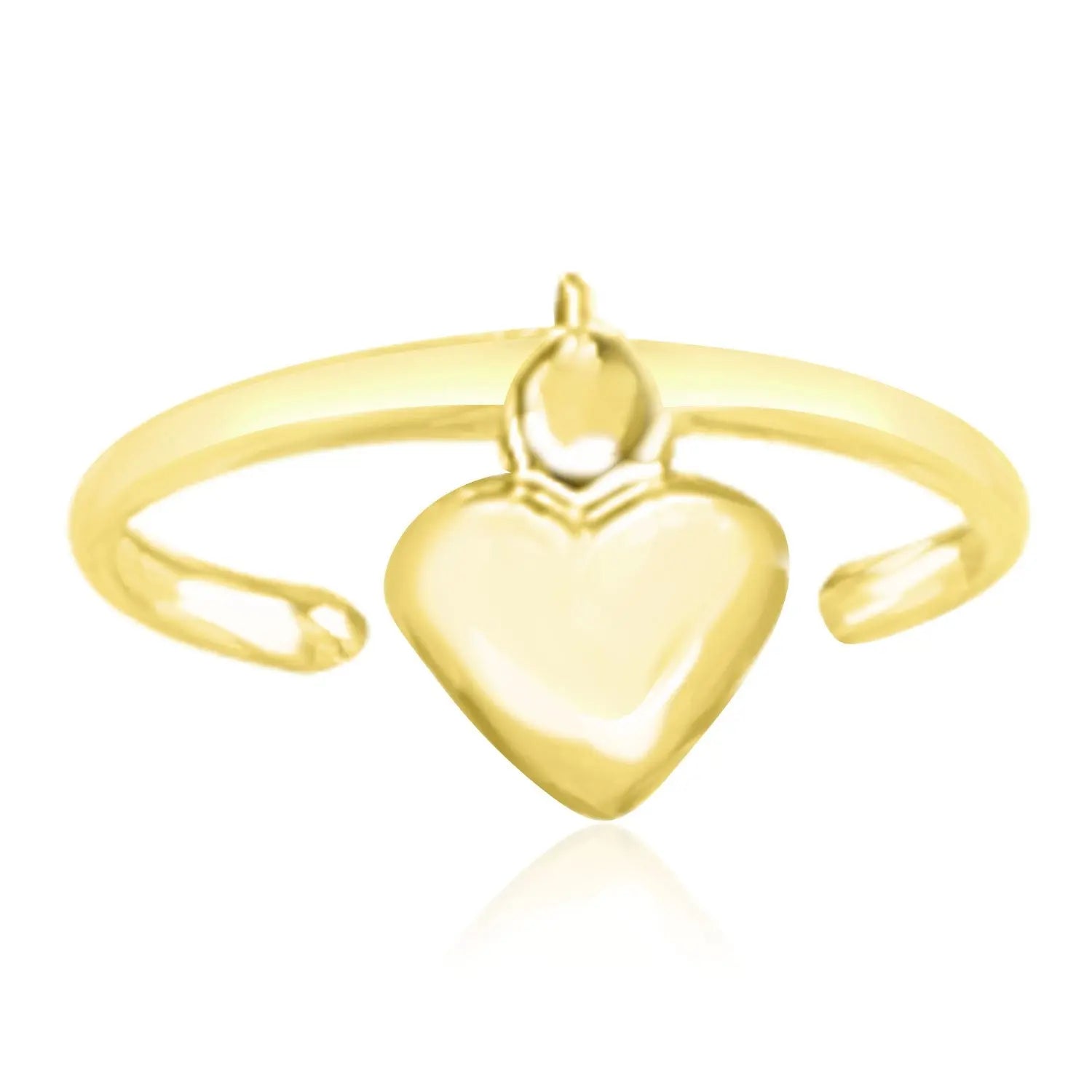 14k Yellow Gold Cuff Puffed Heart Toe Ring RCJ