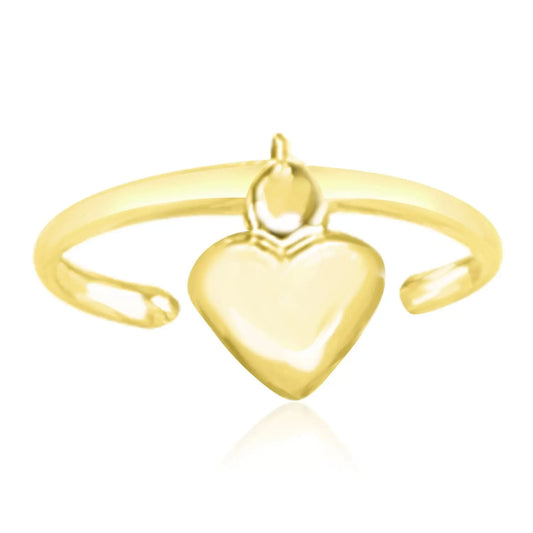 14k Yellow Gold Cuff Puffed Heart Toe Ring RCJ