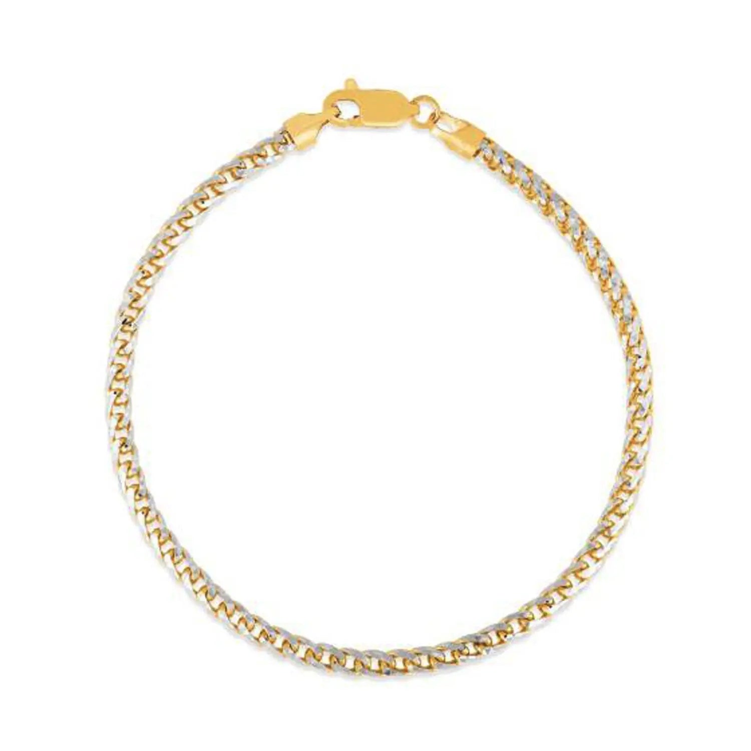 Round Pave Franco Chain Bracelet in 14k Yellow Gold  (3.15 mm) RCJ