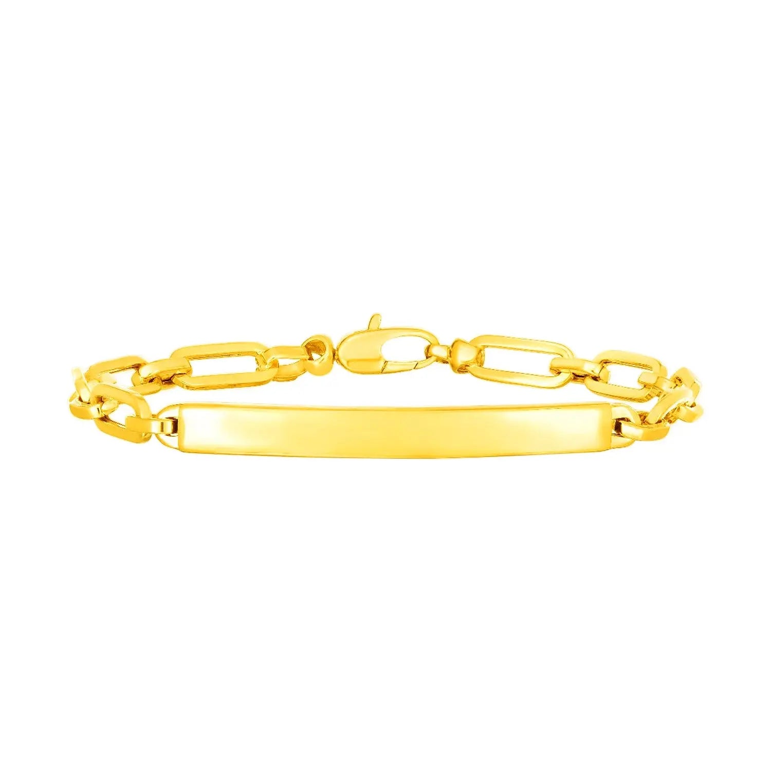 14K Yellow Gold Paperclip Chain ID Bracelet (4.80 mm) RCJ