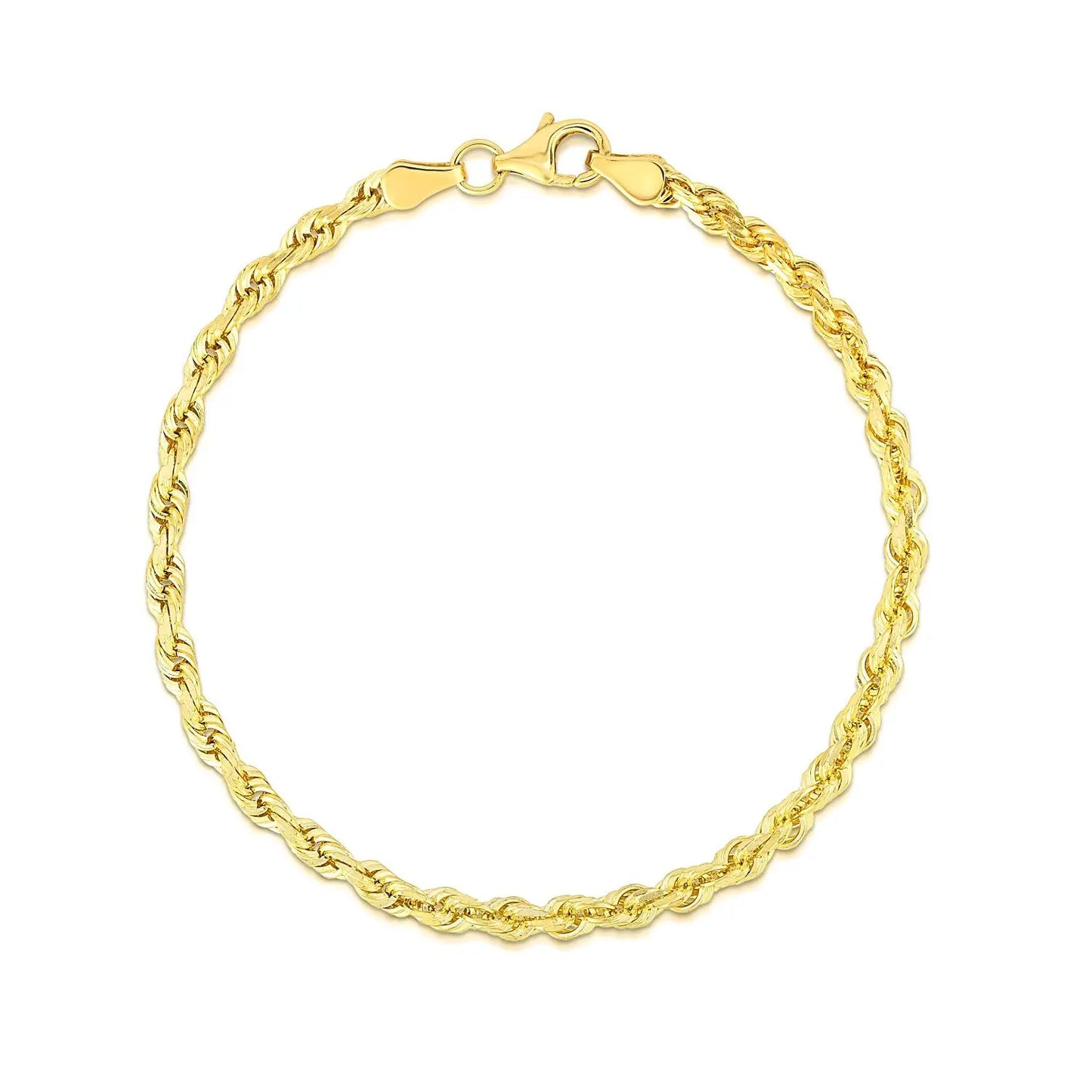 10k Yellow Gold Solid Diamond Cut Rope Bracelet (4.00 mm)Monde Trend