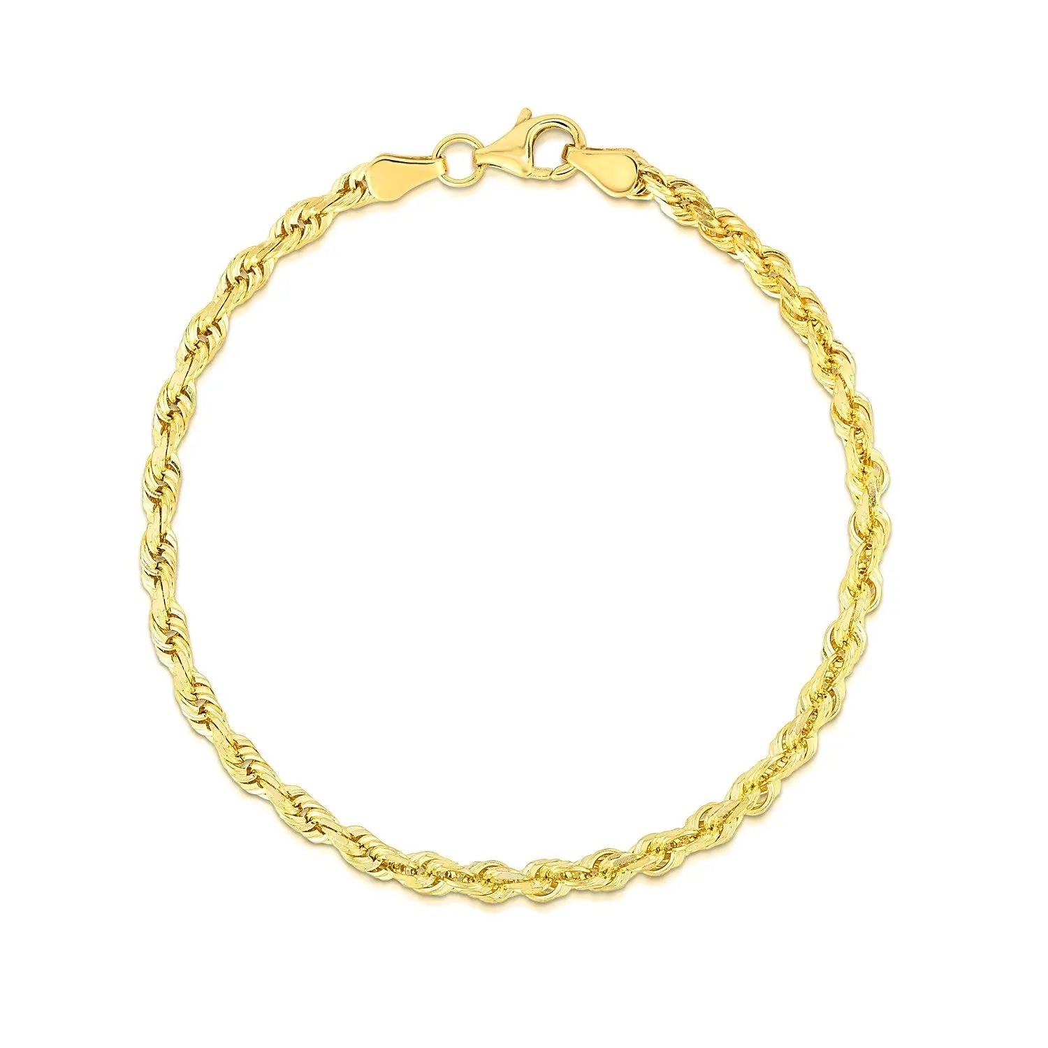 10k Yellow Gold Solid Diamond Cut Rope Bracelet (4.00 mm)Monde Trend