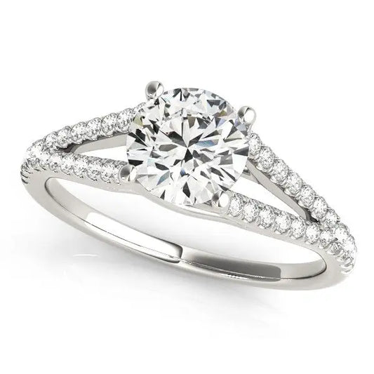 14k White Gold Split Shank Round Pronged Diamond Engagement Ring (1 1/8 cttw) RCJ