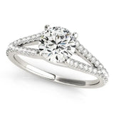 14k White Gold Split Shank Round Pronged Diamond Engagement Ring (1 1/8 cttw) RCJ