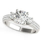 14k White Gold 3 Stone Pave Set Band Diamond Engagement Ring (1 7/8 cttw)Monde Trend