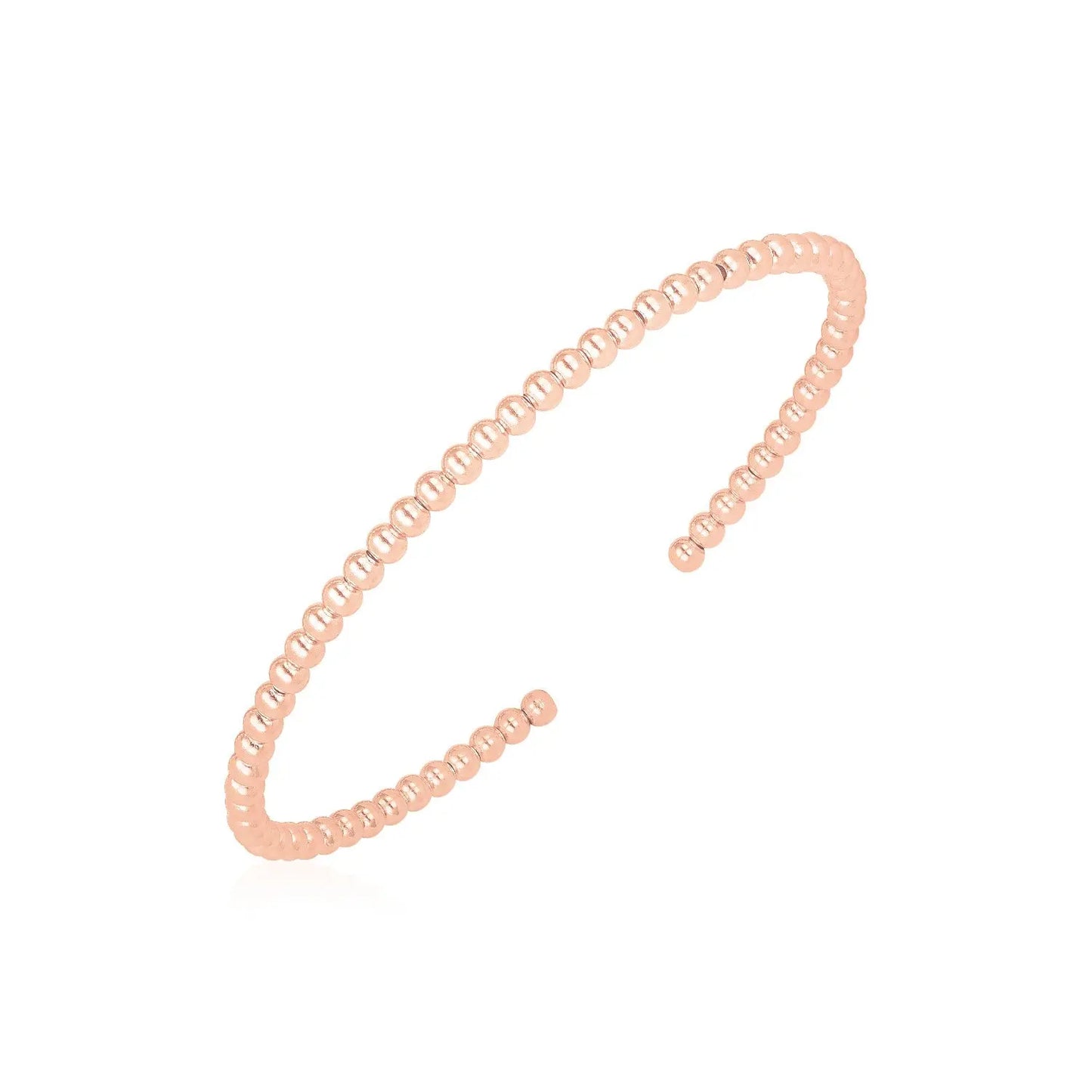 14k Rose Gold High Polish Bead Cuff Bangle (3.00 mm)Monde Trend