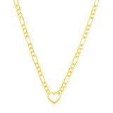 14k Yellow Gold Figaro Chain Necklace with Heart RCJ