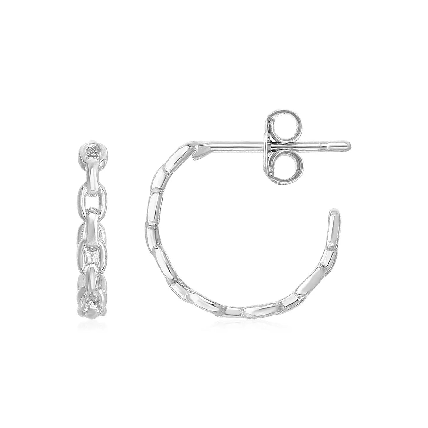 14k White Gold Delicate Chain Hoop EarringsMonde Trend