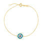 14k Yellow Gold Blue Evil Eye Bracelet (1.00 mm) RCJ